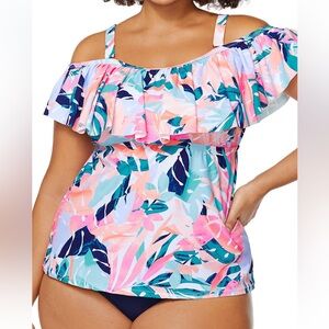 NWT Raisins Plus Size Miami Nights Tortuga Tankini Swim Top